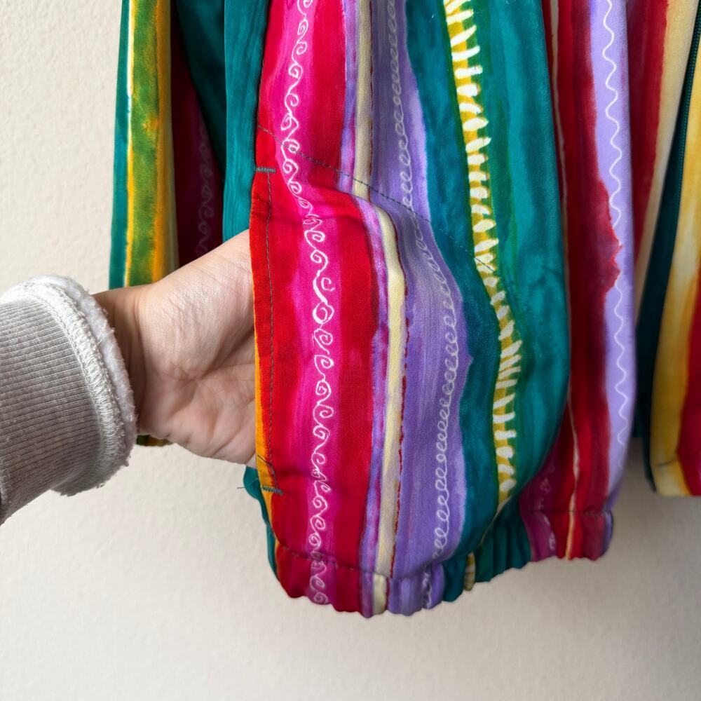 Vintage BonWorth Colorful Stripe Zip Front Bomber Jacket - Picture 5 of 6